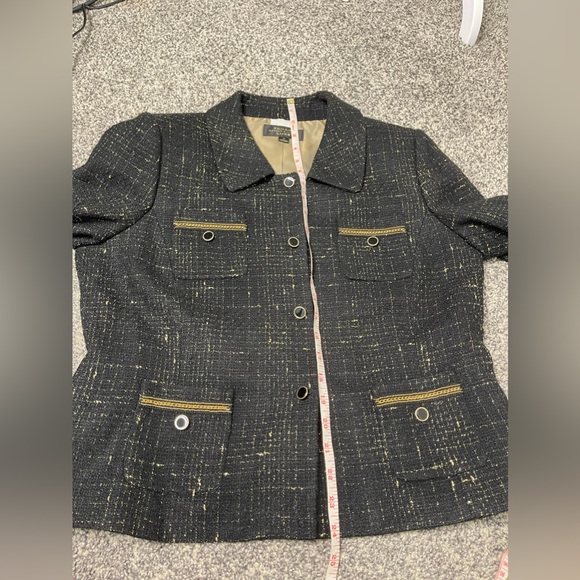 Tahari Arthur Levine Luxe Women’s Black tweed metallic Career office  blazer 12 - Picture 10 of 11